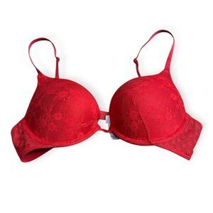 VICTORIA’S SECRET Women’s Red Lace Push-Up Bra Size 36B